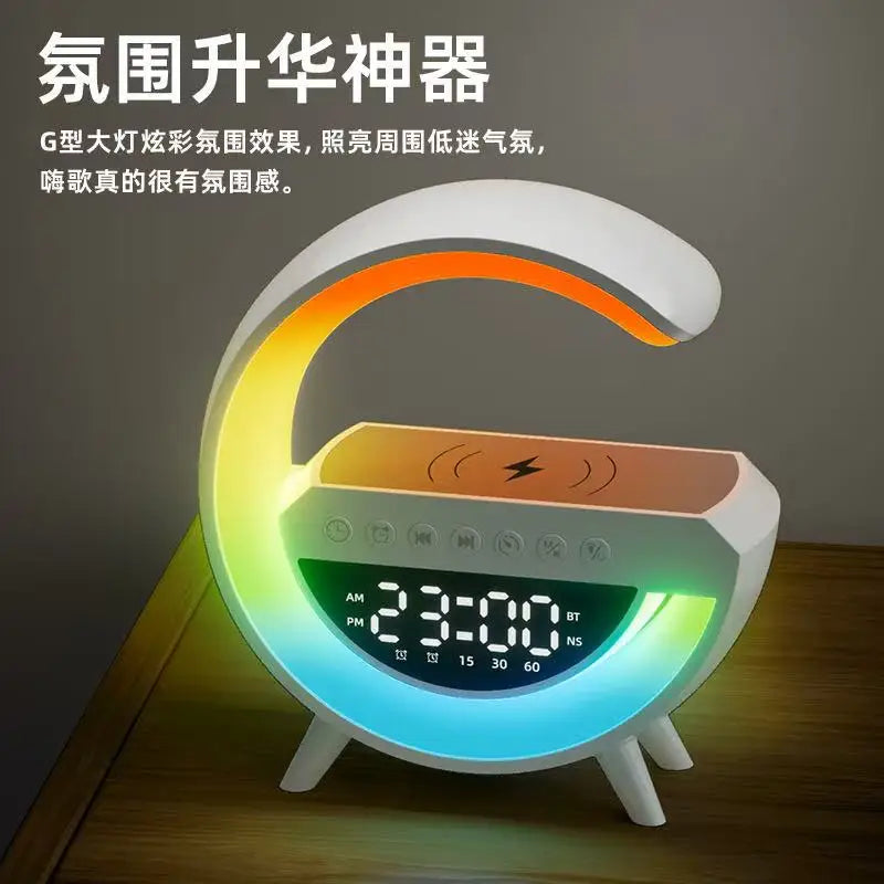 Experience the Ultimate Multifunctional BT LED Night Light Speaker Alarm Clock with Wireless Charging and Colorful RGB Subwoofer