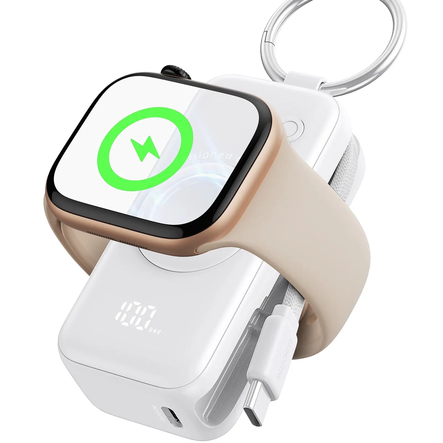 INIU P81 Snapgo Mini 5000mAh Power Bank with Keychain - Ideal Fast Charging Companion for Apple Watch, iPhone, and AirPods - Perfect Portable Charger for Travel and Gifts