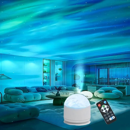 7 Color Change along with the Rhythm of the Music，2 Scene - Ocean Wave & 3D Water Ripple Projector Light，Star Projector Night Light for Bedroom, Party, Home Décor