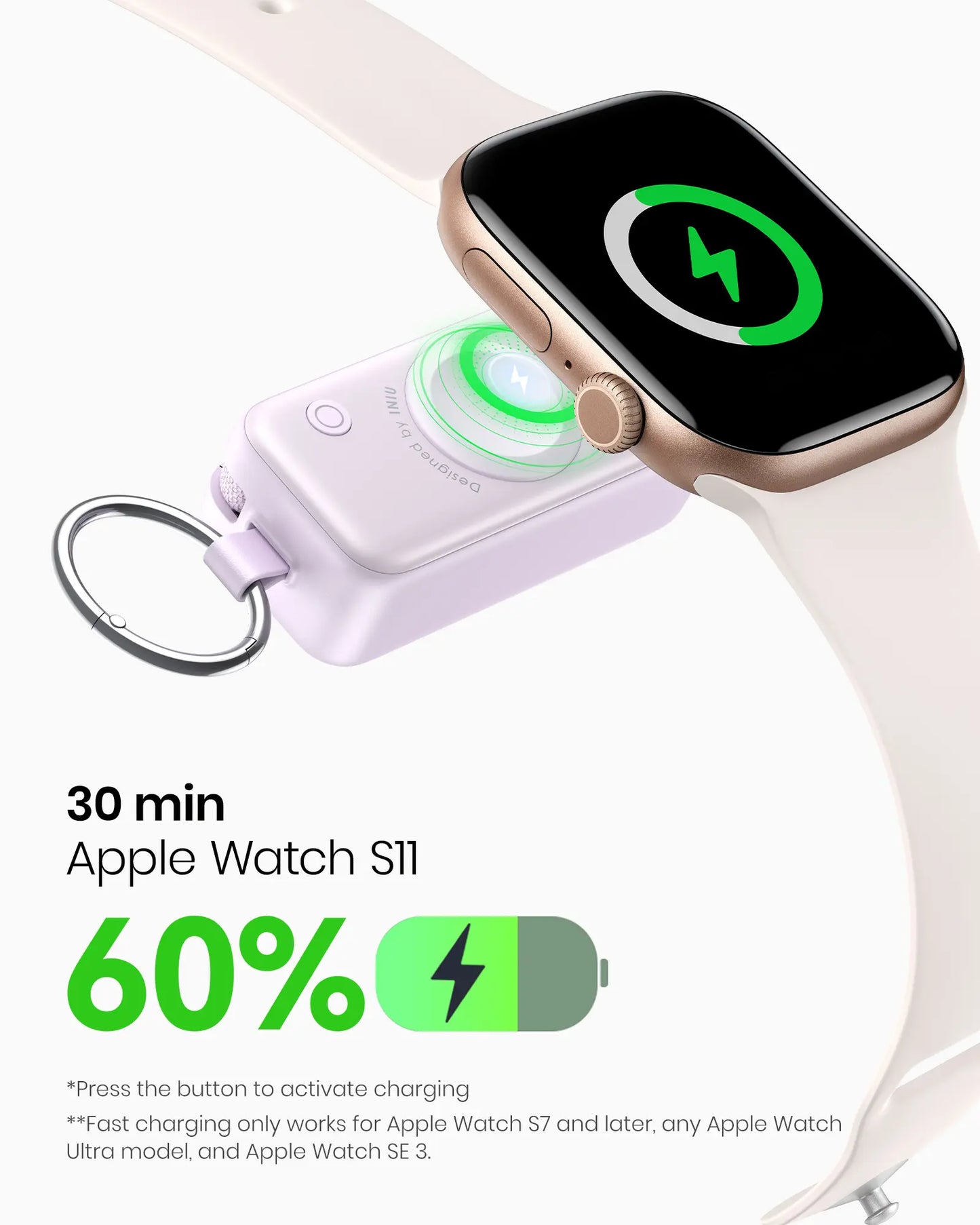 INIU P81 Snapgo Mini 5000mAh Power Bank with Keychain - Ideal Fast Charging Companion for Apple Watch, iPhone, and AirPods - Perfect Portable Charger for Travel and Gifts