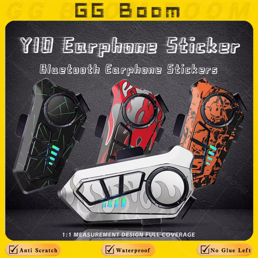 For Y10 Y10 Helmet Bluetooth Earphones Sticker Motorcycle Headset Colorful Decoration Protection Decal Waterproof Anti-Scratch