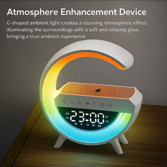 Experience the Ultimate Multifunctional BT LED Night Light Speaker Alarm Clock with Wireless Charging and Colorful RGB Subwoofer