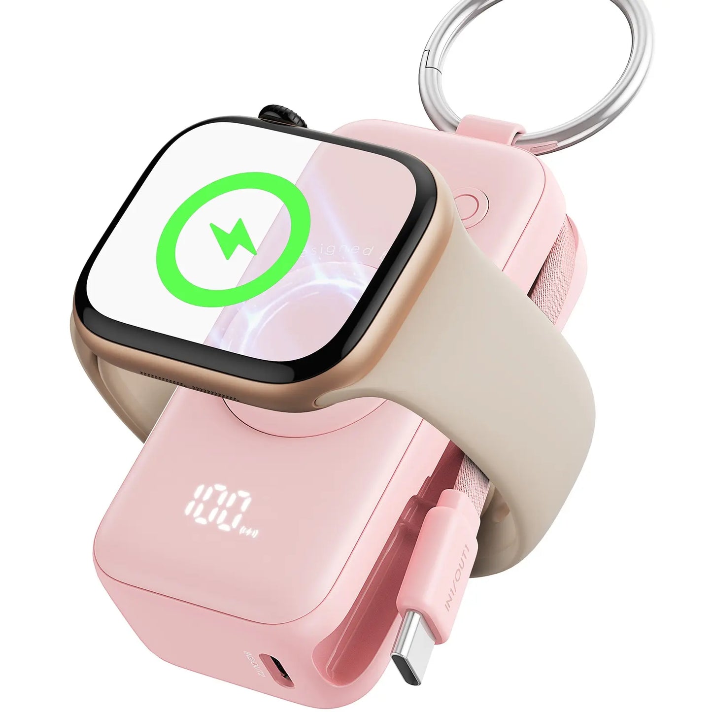 INIU P81 Snapgo Mini 5000mAh Power Bank with Keychain - Ideal Fast Charging Companion for Apple Watch, iPhone, and AirPods - Perfect Portable Charger for Travel and Gifts