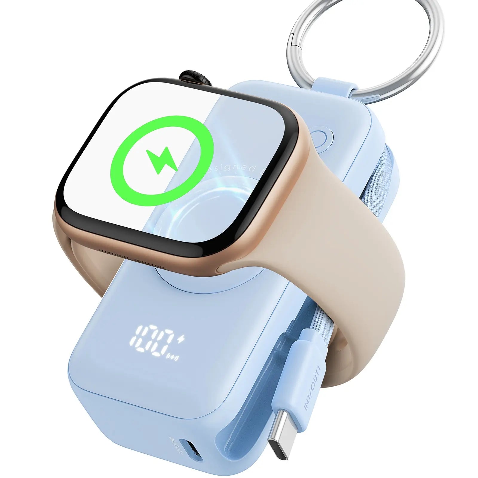 INIU P81 Snapgo Mini 5000mAh Power Bank with Keychain - Ideal Fast Charging Companion for Apple Watch, iPhone, and AirPods - Perfect Portable Charger for Travel and Gifts