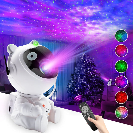Transform Your Space with the Astronaut Star Projector Galaxy Night Light - 8 Nebula Effects & Remote Control for a Magical Bedroom Atmosphere