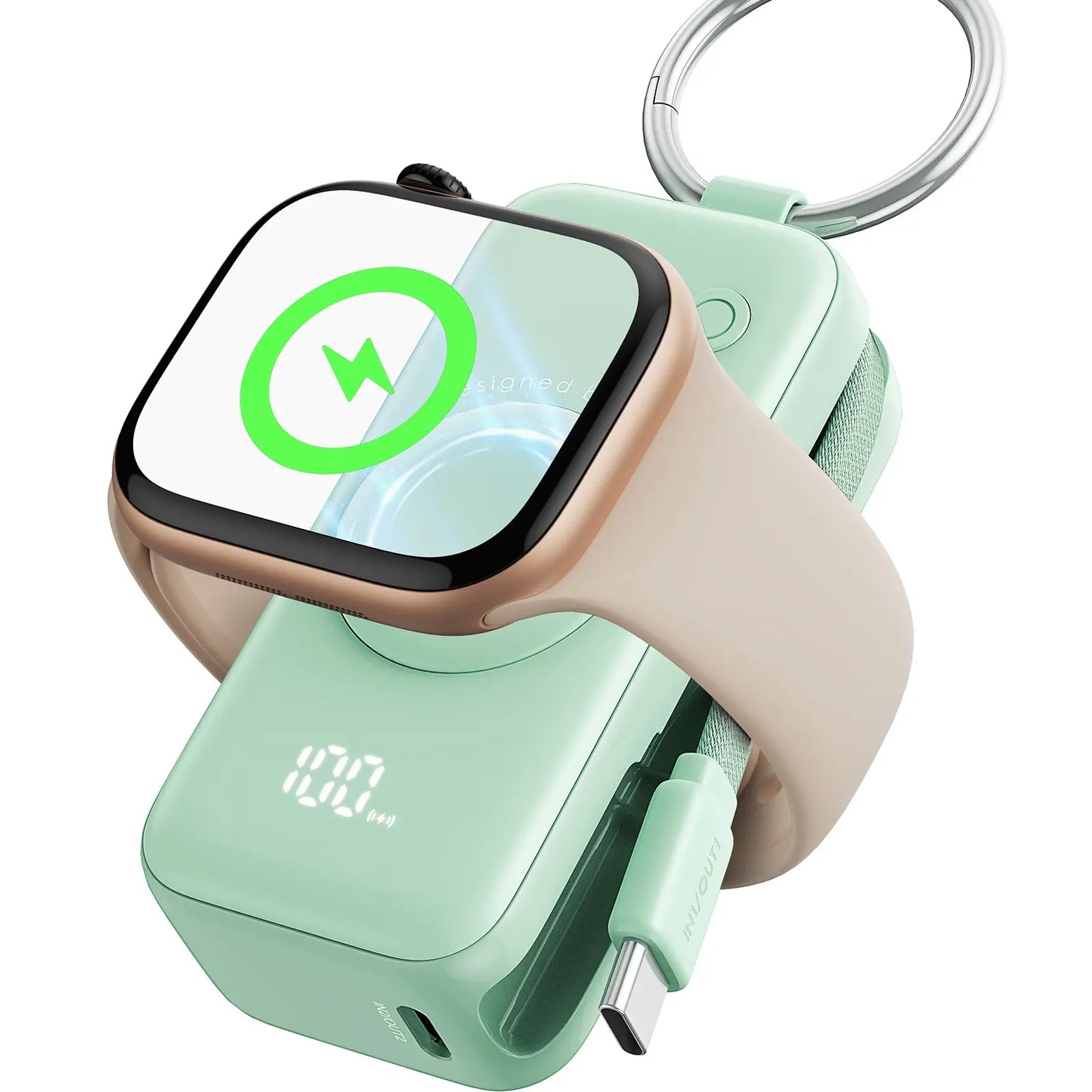 INIU P81 Snapgo Mini 5000mAh Power Bank with Keychain - Ideal Fast Charging Companion for Apple Watch, iPhone, and AirPods - Perfect Portable Charger for Travel and Gifts