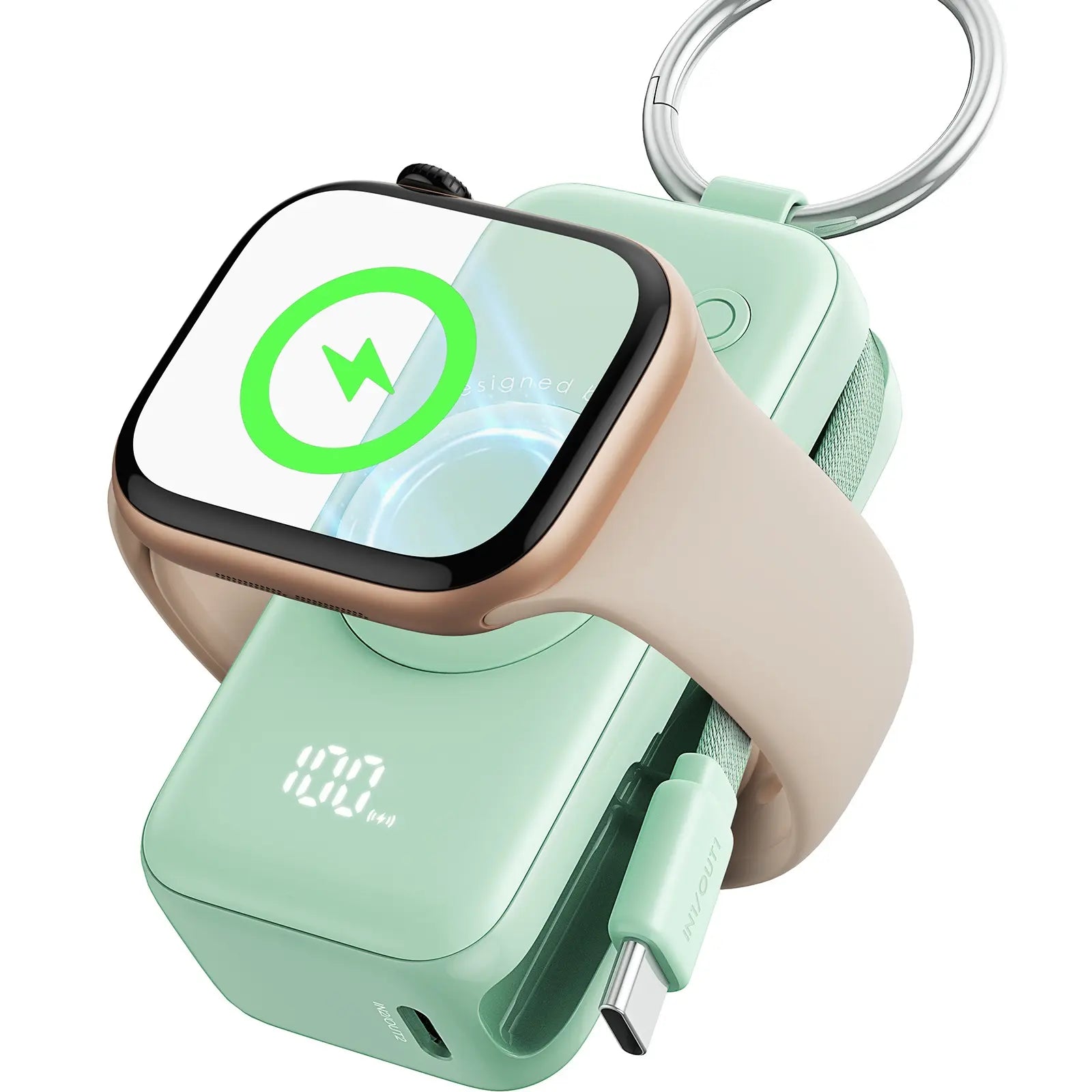 INIU P81 Snapgo Mini 5000mAh Power Bank with Keychain - Ideal Fast Charging Companion for Apple Watch, iPhone, and AirPods - Perfect Portable Charger for Travel and Gifts